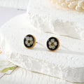 Black Resin Pressed Flower Stud Earrings in Thirteen Designs view 12