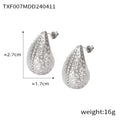 Gold Steel Teardrop Pendant Necklaces Hammered Earrings view 8