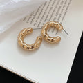 Chunky C Hoop Stud Earrings in Ten Textured Styles view 7