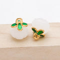 Glass Four Leaf Clover Pumpkin Bead Charm Pendant for DIY Tassel Hairpin Keychain Jewelry