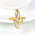 Gold Openwork Curved Wave Pavé Clear CZ Statement Fashion Ring view 4