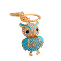Rhinestone Owl Keychain Gold Tone Charm Pink Or Blue Styles view 5