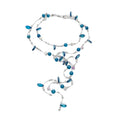 Blue Crystal Layered Y Necklace with Teardrop Accents view 5
