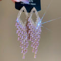 Crystal Geometric Fringe Chandelier Stud Earrings with Polished Metal Details view 6