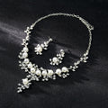 Black Silver Tone Pearl Crystal Branch Crystal Pearl Look Metal Necklace and Earring Set view 2