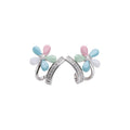Silver Blue Butterfly Slider Bracelet and Flower Hoop Earrings view 5