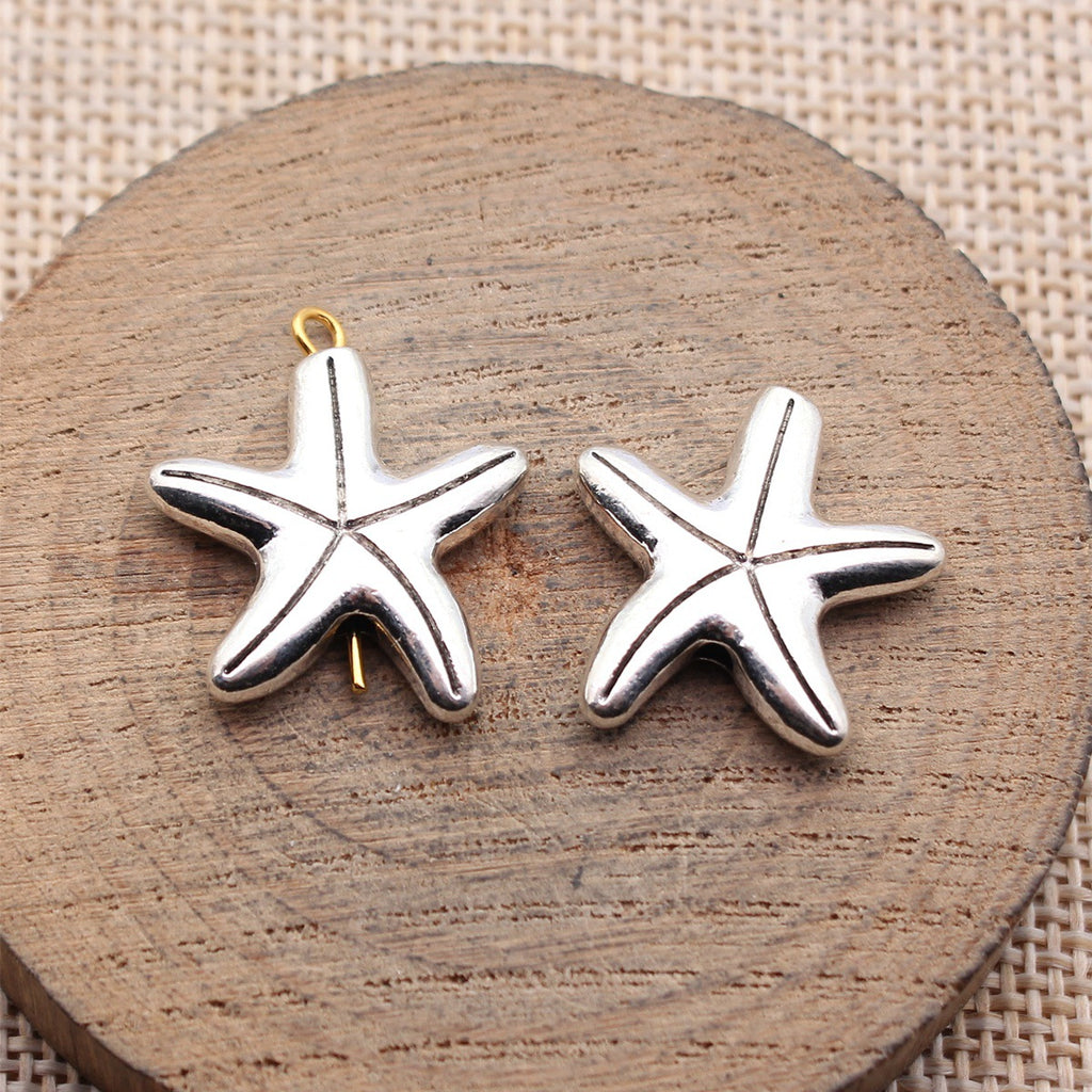 20x19mm 3.8g Antique Silver Zinc Alloy Starfish Loose Metal Beads for Bracelet Necklace Making