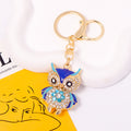 Rhinestone Enamel Owl Keychain Metal Cartoon Bird Bag Charm view 1