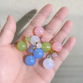 Pastel Frosted Double Ball Gold Post Stud Earrings view 3