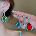 Rhinestone Oval Teardrop Necklace and Earring Sets view 2