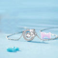 Silver Tone Open Circle Crystal Bow Pendant Necklace view 3