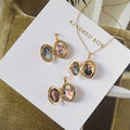 Gold Tone Hinged Photo Locket Necklace In Three Shapes view 4