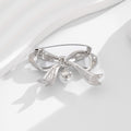 Silver Tone Ribbon Bow Pearl Look Four Designs Metal Brooch Pin view 4