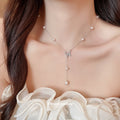 Silver Pearl Butterfly Y Necklaces And Bow Slider Bracelet view 4