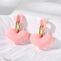 Matte Macaron Heart Drop Earrings Gold Links 12 Colors view 12