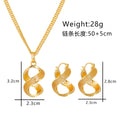 Gold Tone Gold Infinity Loop Geometric Metal Necklace and Earring Set view 5