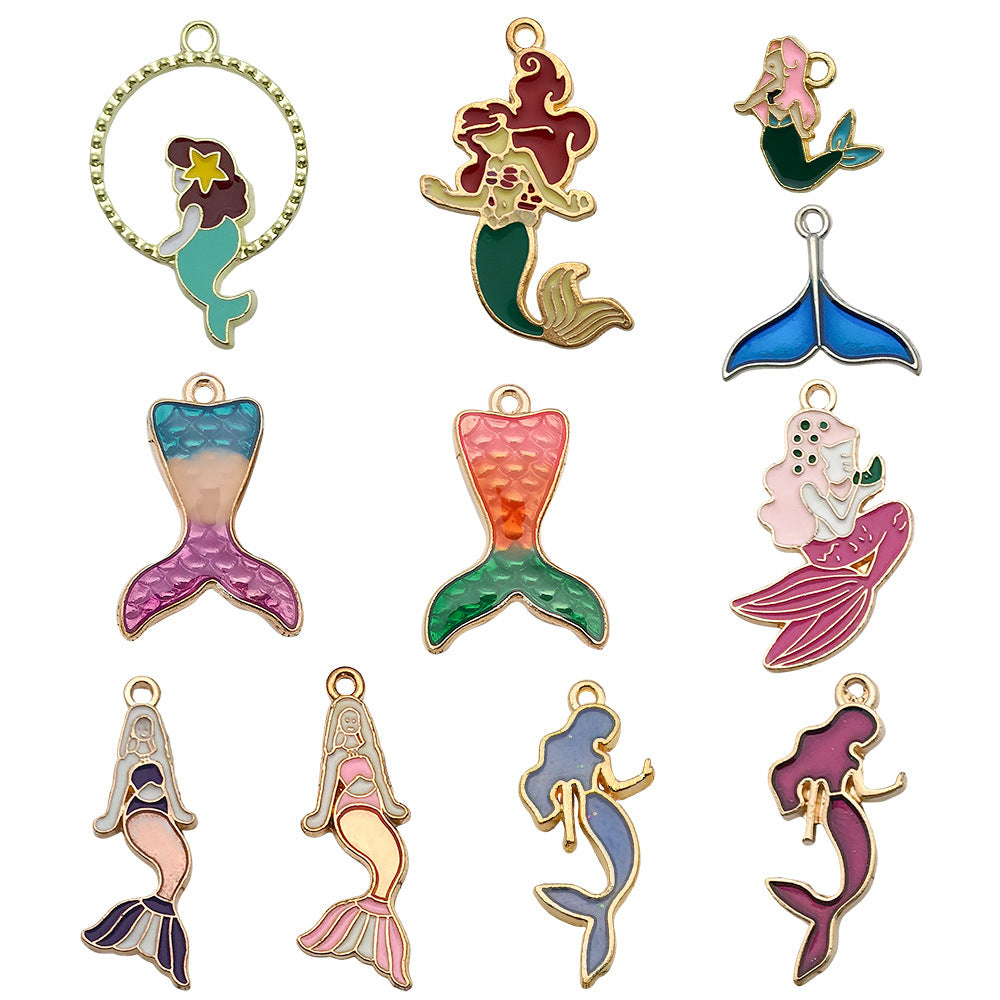 Enamel Zinc Alloy Mermaid Tail Charm Pendant for DIY Bracelet Necklace Keychain Jewelry