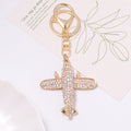 Rhinestone Airplane Keychain Gold Tone Metal Plane Charm view 7