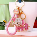 Jeweled Elephant Keychains in Four Colors with Braided Plain and Wrist Loops view 3