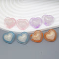 Translucent Glitter Heart Resin Stud Earrings in Five Colors view 3
