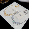 Crystal Butterfly Flower Chain Bracelets Gold and Silver view 2