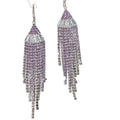 Rhinestone Fan Fringe Hook Earrings in Purple and Blue view 5
