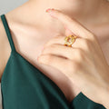 Chunky Open Curb Chain Link Rings Gold Or Steel Tone view 7
