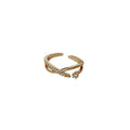 Gold-Tone Crossed Band Open Adjustable CZ Fashion Ring view 5
