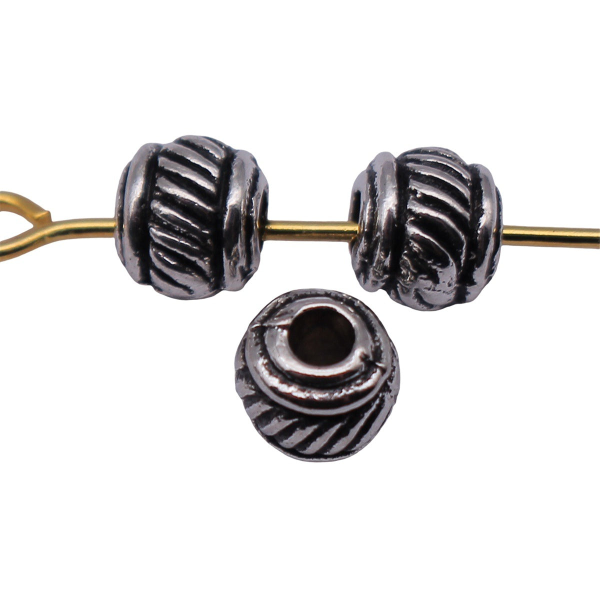 5.5x5.3x5mm 0.46g Antique Silver Zinc Alloy Textured Round Spacer Beads for Bracelet Jewelry Making