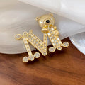 Blue Shell Like Butterfly Brooch And Gold Bear Letter M Brooch view 7