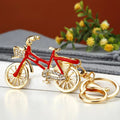 Enamel Bicycle Metal Keychain Gold Rhinestone Basket view 7