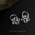Silver Tone Translucent Disc Flower Round Hoop Earrings view 4