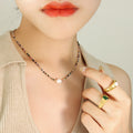 Multicolor Natural Stone Bead Freshwater Pearl Necklace view 4