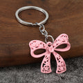 Openwork Floral Bow Keychain in Red, Pink, Light Blue and Purple view 3