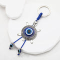 Silver Tone Hamsa and Turtle Evil Eye Split Ring Keychains view 3