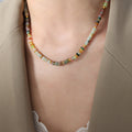 Multicolor Natural Stone Disc Bead Necklaces Gold Spacers Two Mixes view 6