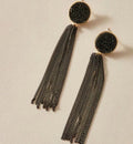 Rounded Hoop And Chain Tassel Earrings In Three Finishes view 7