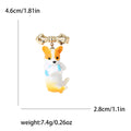 Orange And White Dog Brooch With Bow With Polished Metal Detail view 5