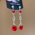 Crystal Teardrop Drop Stud Earrings with Polished Metal Details view 6