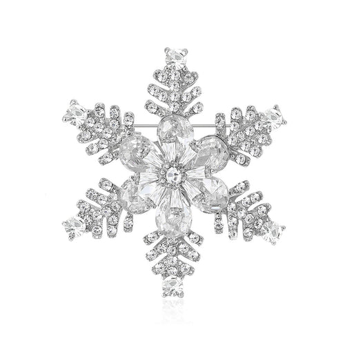 Snowflake brooch close-up crystal arms