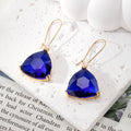 Rounded Triangle Faceted Glass Dangle Earrings Gold Hooks 8 Colors view 6