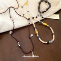Layered Cream Bead and Cord Necklace Set Gold Accents view 4