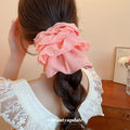 Yellow Oversized Crinkle Fabric Ruffle Scrunchie With Extra Colors view 4