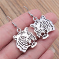 Cutout Tiger Head Drop Earrings in Two Antique Finishes view 3