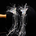 Iridescent Butterfly Hair Clips With Long Crystal And Bead Fringe view 4