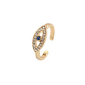 Gold Tone Blue Evil Eye Crystal Adjustable Open Ring view 5