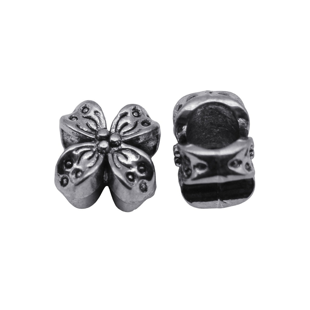 11x11x7.1mm 1.3g Antique Silver Zinc Alloy Four Petal Flower Large Hole Beads for Bracelet Jewelry Making