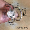 Silver Tone Cushion Halo Crystal Two Piece Ring Set view 4