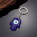 Silver Tone Blue Hamsa Evil Eye Split Ring Keychains view 3