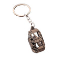 Brake Caliper Shaped Metal Keychain in Blue and Gunmetal view 5